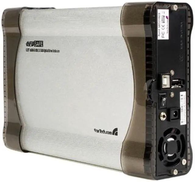 Alt view image 3 of 5 - StarTech InfoSafe SAT5210U2E Aluminum 5.25" Silver eSATA USB 2.0 to SATA Optical Drive Enclosure
