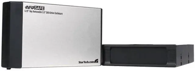 Main image of StarTech  SAT3510U2REM  Silver  USB 2.0  InfoSafe 5.25" Bay Removable 3.5" SATA HDD Enclosure