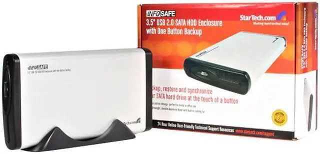Alt view image 6 of 7 - StarTech.com InfoSafe SAT3510U2B Aluminum 3.5" Silver SATA USB 2.0 External Enclosure With One Button Backup
