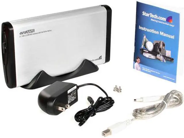 Alt view image 5 of 7 - StarTech.com InfoSafe SAT3510U2B Aluminum 3.5" Silver SATA USB 2.0 External Enclosure With One Button Backup