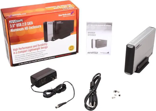 Alt view image 5 of 5 - StarTech InfoSafe SAT3510U2V Aluminum 3.5" Silver USB 2.0 to SATA External Hard Drive Enclosure