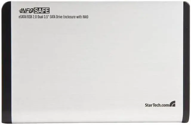 Alt view image 2 of 6 - StarTech SAT3520U2ER Aluminum 3.5" Silver eSATA USB Dual SATA External RAID Hard Drive Enclosure