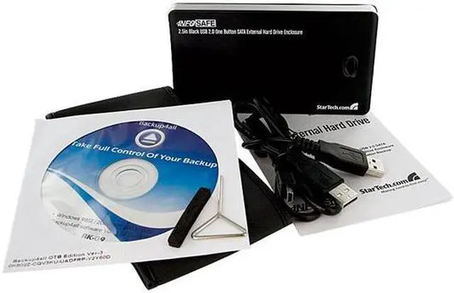 Alt view image 5 of 5 - StarTech.com SAT2510BU2B Aluminum 2.5" Black SATA USB 2.0 One Button Backup External Enclosure