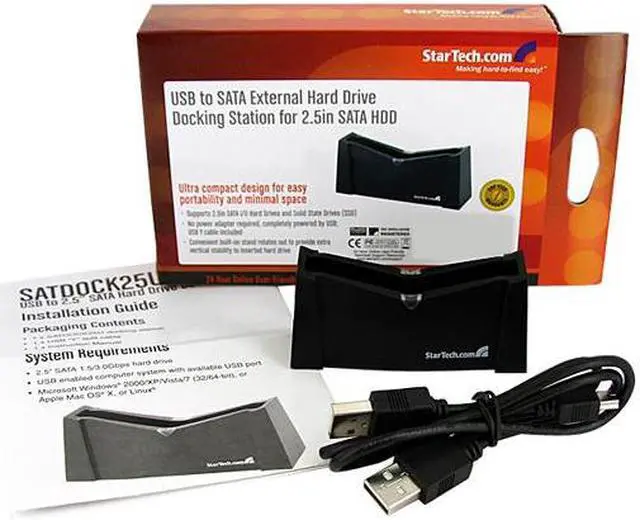 Alt view image 2 of 2 - StarTech.com SATDOCK25U Plastic 2.5" Black SATA I/II USB 2.0 External Hard Drive Docking Station for 2.5in SATA HDD