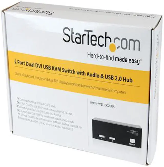 Alt view image 4 of 4 - StarTech.com SV231DD2DUA 2-Port Dual KVM Switch with Audio for DVI Computers - Built-in USB 2.0 Hub - USB