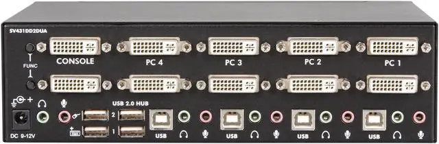 Alt view image 4 of 5 - StarTech.com SV431DD2DUA 4-Port Dual KVM Switch with Audio for DVI Computers - Built-in USB Hub