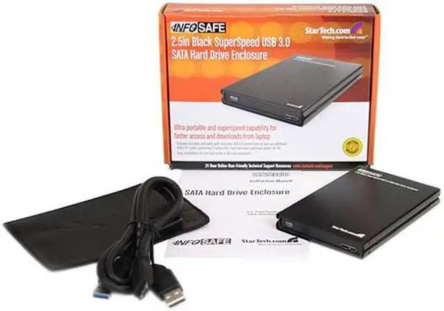 Alt view image 3 of 3 - StarTech SAT2510BU3 Aluminum / Plastic 2.5" Black SuperSpeed USB 3.0 SATA Hard Drive Enclosure