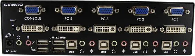 Alt view image 2 of 4 - StarTech.com SV431DDVDUA 4-Port DVI and VGA, USB KVM Switch with Audio and USB 2.0 Hub