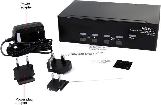 Alt view image 4 of 4 - StarTech.com SV431DDVDUA 4-Port DVI and VGA, USB KVM Switch with Audio and USB 2.0 Hub