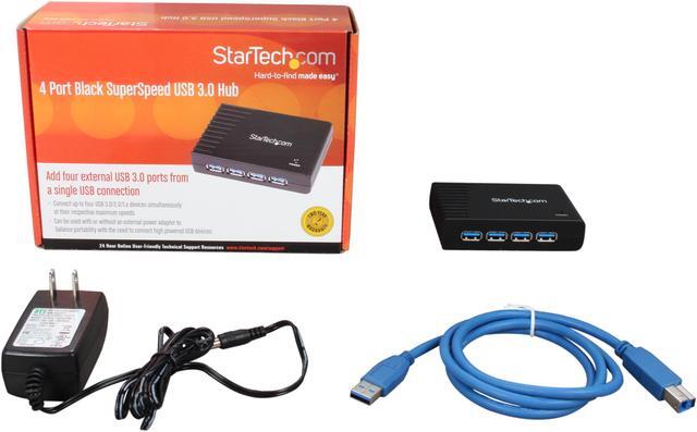 Alt view image 6 of 6 - StarTech.com ST4300USB3 4 Port USB 3.0 Hub - 4 x SuperSpeed USB 3.0 - Black - Compact - USB 3 Hub - USB Splitter - Powered USB 3.0 Hub - USB Extender