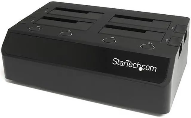 Main image of StarTech.com SATDOCK4U2E Plastic 2.5" & 3.5" Black SATA II USB 2.0 & eSATA 4 Bay eSATA USB 2.0 to SATA Hard Drive Docking Station for 2.5/3.5 HDD