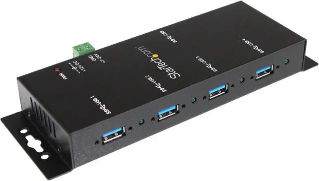 Alt view image 2 of 8 - StarTech.com ST4300USBM Mountable USB 3.0 hub - Industrial - Rugged - Black Metal - Bus Powered - USB 3 Hub - USB Extender - Powered USB 3.0 Hub