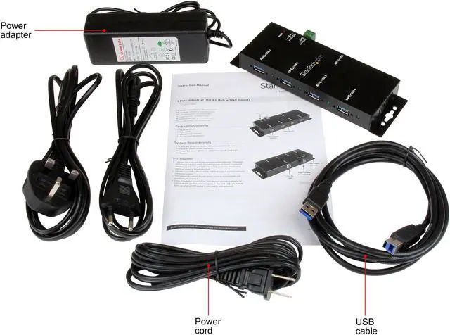 Alt view image 7 of 8 - StarTech.com ST4300USBM Mountable USB 3.0 hub - Industrial - Rugged - Black Metal - Bus Powered - USB 3 Hub - USB Extender - Powered USB 3.0 Hub