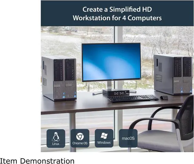 Alt view image 7 of 7 - StarTech.com SV431DPUA DisplayPort KVM - 4 Port with 7.1 Audio - 2560 x 1600 @ 60Hz - USB 2.0 Hub - KVM Switch 4 Port - USB KVM - KVM DisplayPort