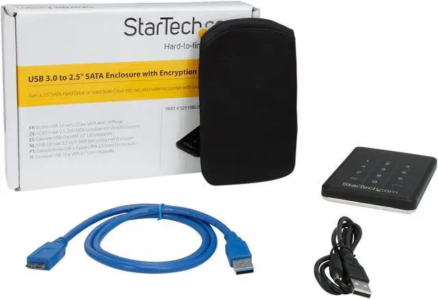 Alt view image 5 of 5 - StarTech.com S2510BU3PW Steel / Plastic 2.5" Black SATA II USB 3.0 Encrypted Hard Drive External Enclosure