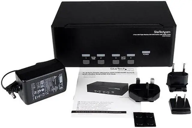 Alt view image 3 of 3 - StarTech.com 4 Port Triple Monitor DVI USB KVM Switch with Audio & USB 2.0 Hub