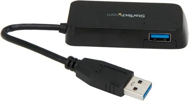 Alt view image 4 of 5 - StarTech.com ST4300MINU3B 4 Port USB 3.0 Hub - Built-in Cable - Compact - SuperSpeed - Black - USB Splitter - USB Port Expander - USB 3 Hub