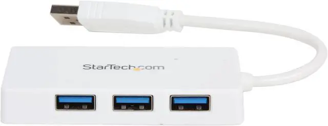 Alt view image 2 of 5 - StarTech.com ST4300MINU3W 4 Port USB 3.0 Hub - Built-in Cable - Compact - SuperSpeed - White - USB Splitter - USB Port Expander - USB 3 Hub
