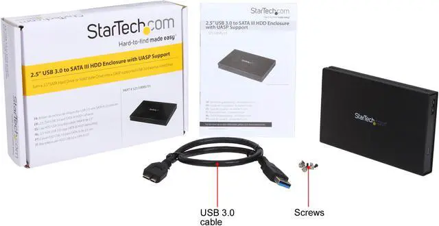 Alt view image 7 of 7 - StarTech S2510BMU33 2.5" Hard Drive Enclosure - Supports UASP - SATA 6Gbps - USB 3.0 External Hard Drive Enclosure - SSD/HDD Enclosure