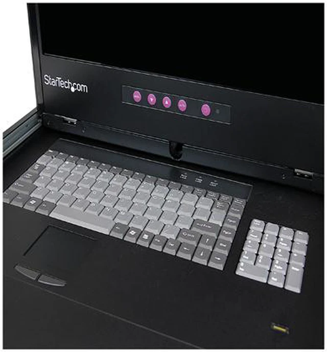 Alt view image 2 of 5 - StarTech.com RACKCOND17HD 1U 17" 1080p Dual Rail Rackmount LCD Console w/ Fingerprint Reader and Front USB Hub - Rack mount LCD Console - 1080p Console