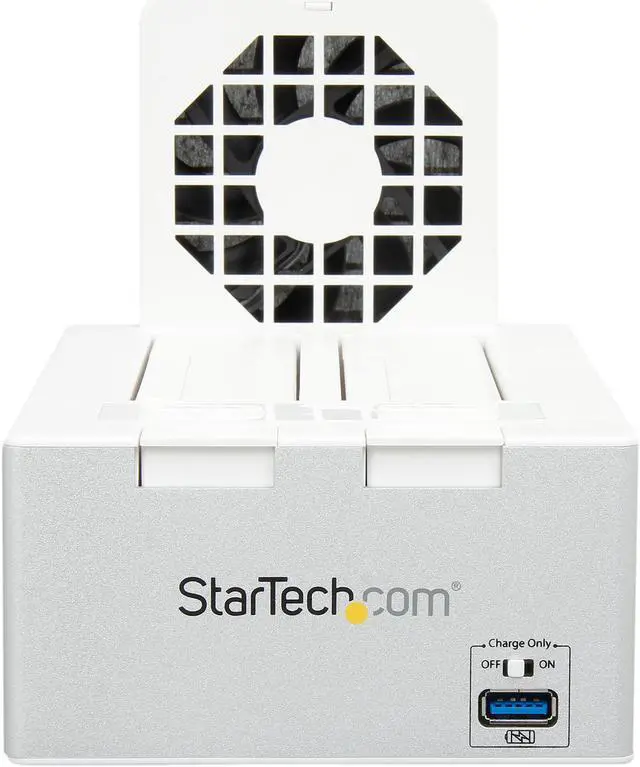 Alt view image 2 of 6 - StarTech.com SDOCK2U33HFW 2.5" & 3.5" White SATA USB 3.0 Hard Drive Docking Station w/ integrated Fast Charge USB Hub UASP support and Fan