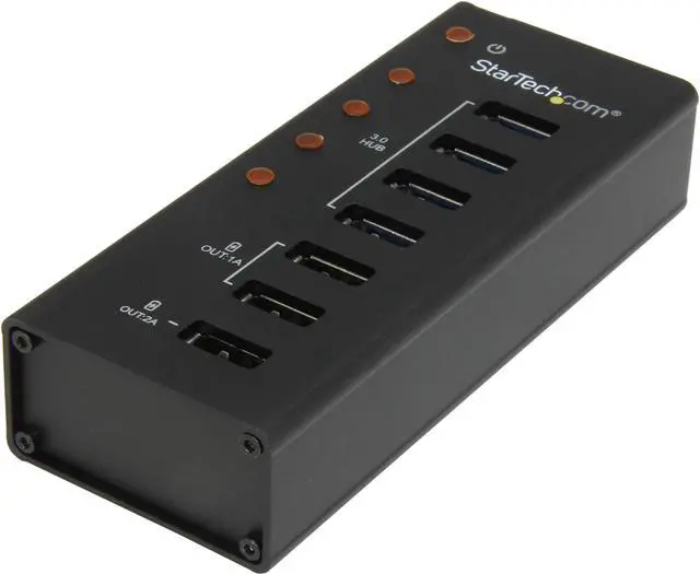 Main image of StarTech.com ST4300U3C3 4 Port USB 3.0 Hub - 3 Dedicated USB Charging Ports (2 x 1A & 1 x 2A) - Wall Mountable - Metal - Powered USB Hub - USB Splitter