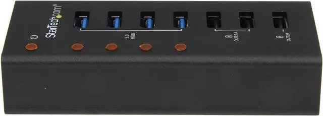 Alt view image 5 of 6 - StarTech.com ST4300U3C3 4 Port USB 3.0 Hub - 3 Dedicated USB Charging Ports (2 x 1A & 1 x 2A) - Wall Mountable - Metal - Powered USB Hub - USB Splitter