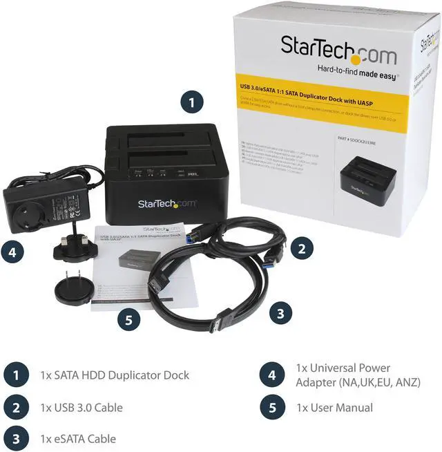 Alt view image 3 of 6 - StarTech.com SDOCK2U33RE USB 3.0 / eSATA 2.5/3.5" SATA HDD/SSD Duplicator Dock – Standalone Hard Drive Cloner – SATA 6Gbps for fast-speed duplication