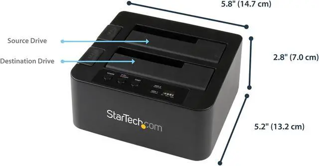 Alt view image 5 of 6 - StarTech.com SDOCK2U33RE USB 3.0 / eSATA 2.5/3.5" SATA HDD/SSD Duplicator Dock – Standalone Hard Drive Cloner – SATA 6Gbps for fast-speed duplication