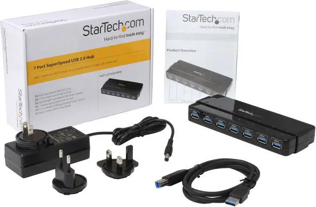 Alt view image 5 of 5 - StarTech.com ST7300USB3B 7 Port USB 3.0 Hub - 7 x SuperSpeed USB 3.0 - with Power Adapter - USB 3 Hub - USB Splitter - Powered USB 3.0 Hub - USB Extender