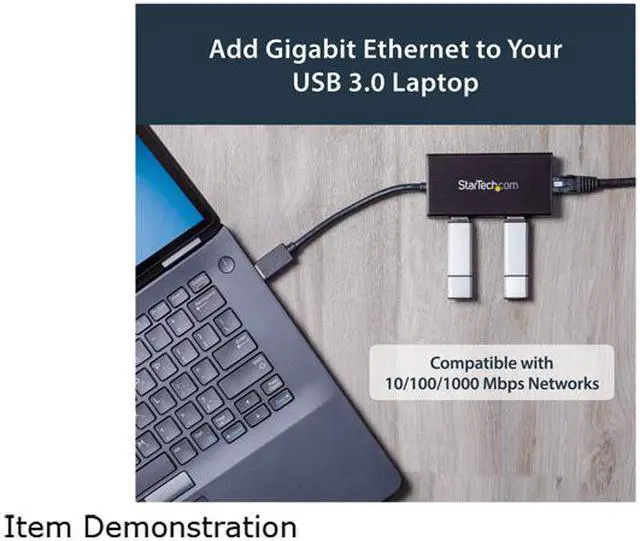Alt view image 4 of 6 - StarTech.com ST3300GU3B USB 3.0 Hub with Gigabit Ethernet Adapter - 3 Port - NIC - USB Network Adapter - USB Ethernet Dongle - USB Lan Adapter