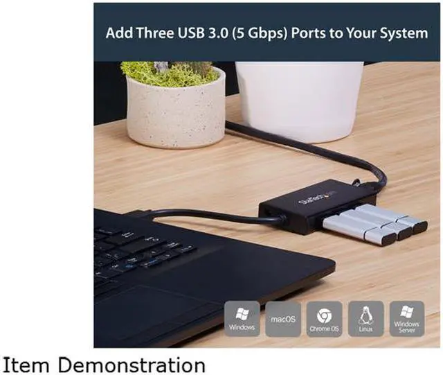 Alt view image 5 of 6 - StarTech.com ST3300GU3B USB 3.0 Hub with Gigabit Ethernet Adapter - 3 Port - NIC - USB Network Adapter - USB Ethernet Dongle - USB Lan Adapter