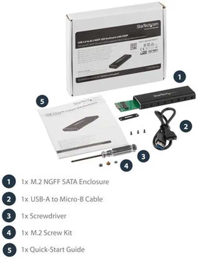 Alt view image 5 of 5 - StarTech.com SM2NGFFMBU33 M.2 SSD Enclosure for M.2 SATA SSDs - USB 3.0 (5Gbps) with UASP - External M.2 SSD Enclosure - Aluminum