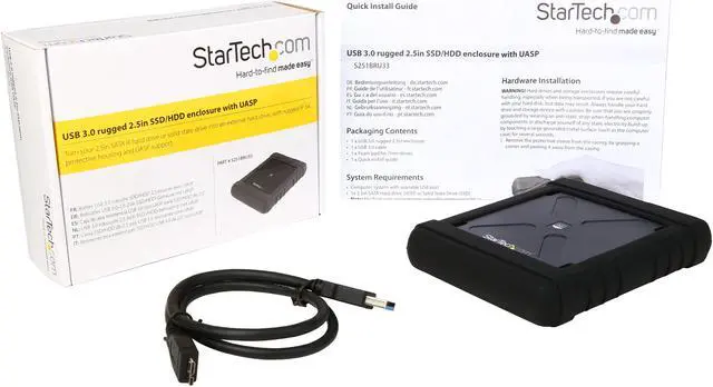 Alt view image 6 of 6 - StarTech S251BRU33 2.5" USB 3.0 Hard Drive Enclosure - Rugged - Supports UASP - Tool-Less - IP54 - SSD USB External HDD Enclsoure