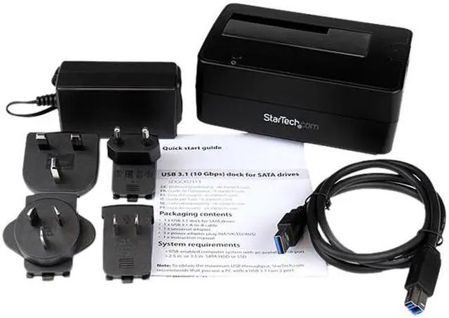 Alt view image 4 of 4 - StarTech.com USB 3.1 Gen 2 (10Gbps) Single-Bay Dock for 2.5"/3.5" SATA SSD/HDDs - Supports SATA I, II, III and UASP - Top-loading design(SDOCKU313)