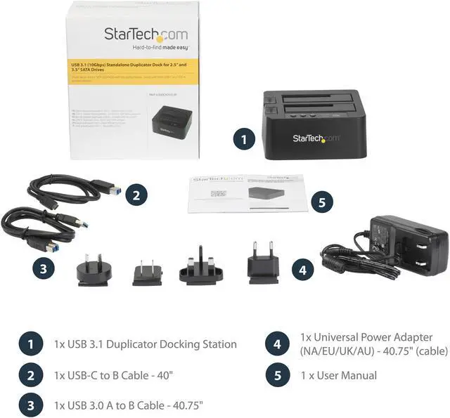 Alt view image 3 of 6 - StarTech.com SDOCK2U313R USB 3.1 (10Gbps) Standalone Duplicator Dock for 2.5" & 3.5" SATA SSD / HDD - with Fast-Speed Duplication up to 28GB/min