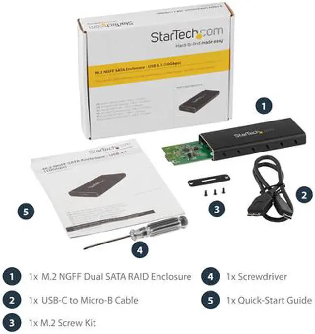 Alt view image 5 of 5 - StarTech.com SM21BMU31C3 M.2 SSD Enclosure for M.2 SATA SSDs - USB 3.1 (10Gbps) with USB-C Cable - External Enclosure for USB-C Host - Aluminum
