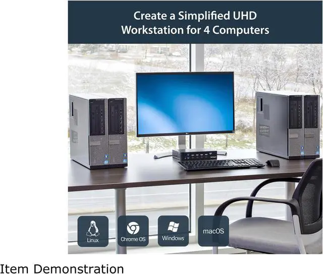 Alt view image 7 of 7 - StarTech.com SV431DPU3A2 4-Port DisplayPort KVM Switch - DP KVM Switch with Built-in USB 3.0 Hub for Peripherals - 4K 30Hz