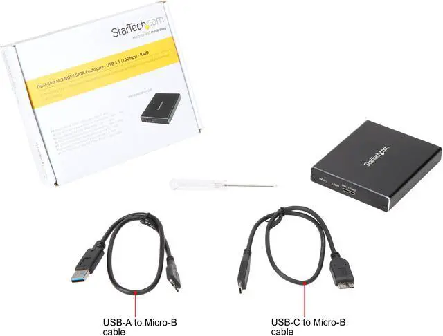 Alt view image 6 of 6 - StarTech.com SM22BU31C3R USB 3.1 SSD Enclosure - 10 Gbps - Aluminum - External Hard Drive Enclosure - M.2 to SATA - Raid Drive Enclosure