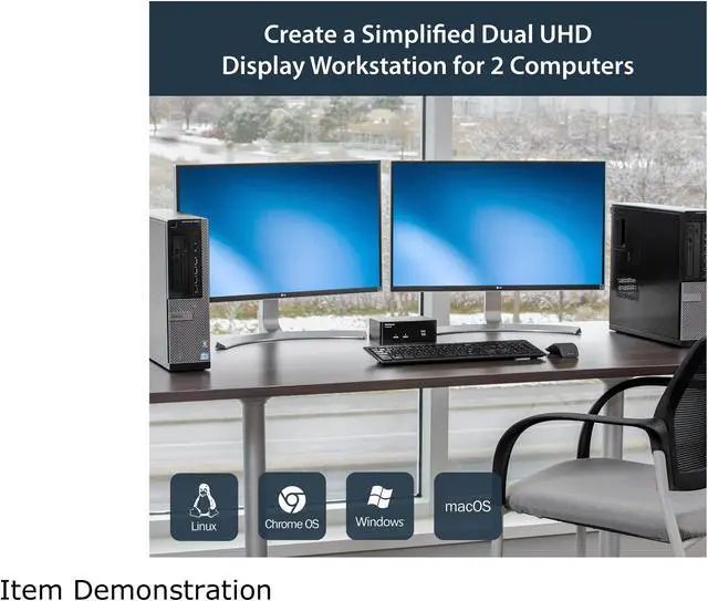 Alt view image 8 of 7 - StarTech.com SV231DPDDUA2 DisplayPort KVM Switch - 2 Port - Dual-Display - 4k 60hz - USB Hub - Audio and Microphone