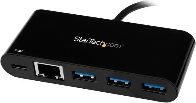 Alt view image 2 of 5 - StarTech.com USB-C to Ethernet Adapter with 3-Port USB 3.0 Hub and Power Delivery - USB-C GbE Network Adapter + USB Hub w/ 3 USB-A Ports
