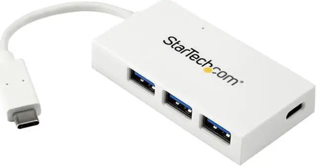 Main image of StarTech HB30C3A1CFBW StarTech.com USB C Hub - White - 4 Port USB-C to USB-A (3x) and USB-C (1x) - Bus Powered USB Hub - USB-C Hub - Port Expander