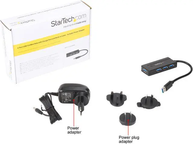 Alt view image 6 of 6 - StarTech ST4300MINI 4 Port USB 3.0 Hub - Compact - Includes Power Adapter - Powered USB 3.0 Hub - USB Splitter - Multiple USB Port Extender