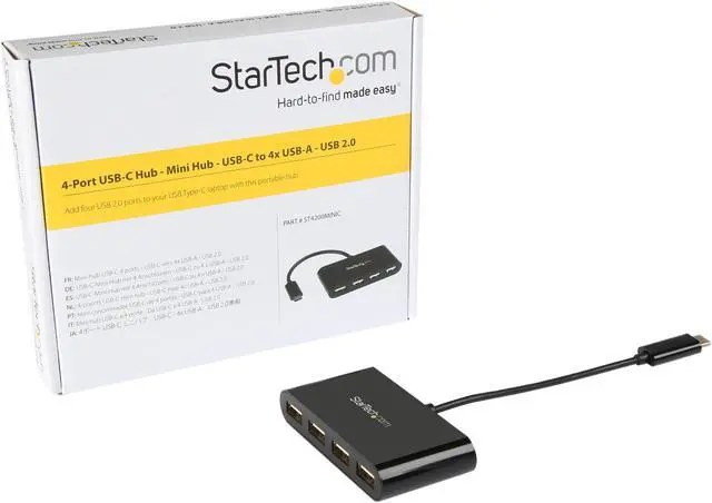 Alt view image 4 of 4 - StarTech.com ST4200MINIC USB C Hub 4 Port - USB-C to 4 x USB-A - Powered USB Hub - USB 2.0 Hub - USB Port Expander - USB Port Hub - USB Type C Hub