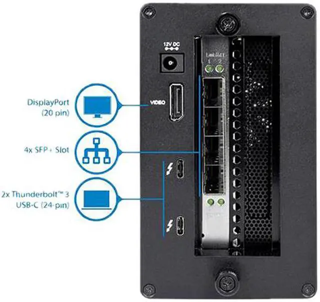 Alt view image 2 of 5 - StarTech BNDTB410GSFP Thunderbolt 3 to 10 Gbe NIC - 4 x Open SFP+ Ports - External PCIe Enclosure - with DisplayPort Monitor Port - Thunderbolt 3 to Ethernet