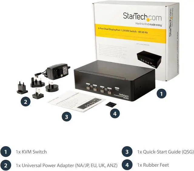 Alt view image 4 of 7 - StarTech.com SV431DPDDUA2 DisplayPort KVM - 4 port - 4K 60Hz - Dual Monitor KVM - DisplayPort Switch - KVM DisplayPort - Desktop KVM Switch