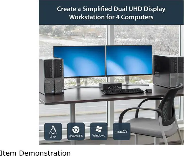 Alt view image 7 of 7 - StarTech.com SV431DPDDUA2 DisplayPort KVM - 4 port - 4K 60Hz - Dual Monitor KVM - DisplayPort Switch - KVM DisplayPort - Desktop KVM Switch
