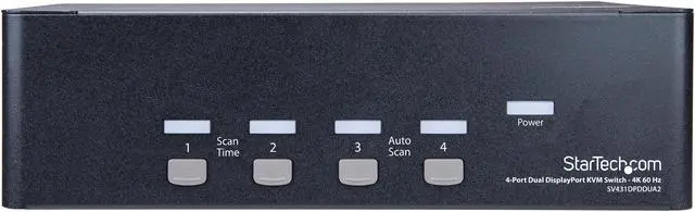 Alt view image 2 of 7 - StarTech.com SV431DPDDUA2 DisplayPort KVM - 4 port - 4K 60Hz - Dual Monitor KVM - DisplayPort Switch - KVM DisplayPort - Desktop KVM Switch