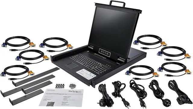 Alt view image 8 of 9 - StarTech.com RKCONS1908K Rackmount KVM Console - 1U - 19in - 8 Port KVM - VGA KVM - Rack Mount Monitor - Rackmount LCD Monitor - Rackmount Console