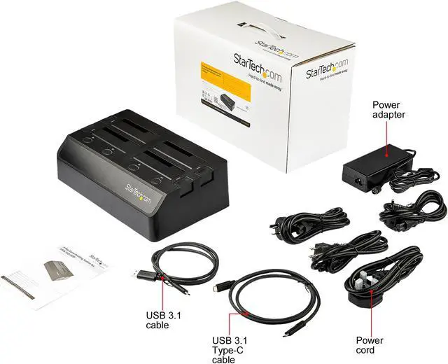 Alt view image 6 of 6 - StarTech.com SDOCK4U313 4 Bay SATA HDD Docking Station - For 2.5in / 3.5in SSD / HDD - USB 3.1 (10Gbps) - USB-C / USB-A - Hard Drive Docking Station